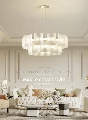 Minimalist Wabi Sabi Acrylic Lamp White Large Chandelier for Dining