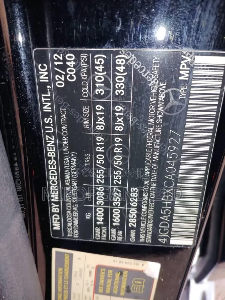 Mercedes-Benz M Class 2012 Black