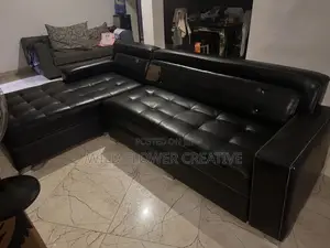 Used L Shape Leather Sofa With Single Recliner Chair for Sale