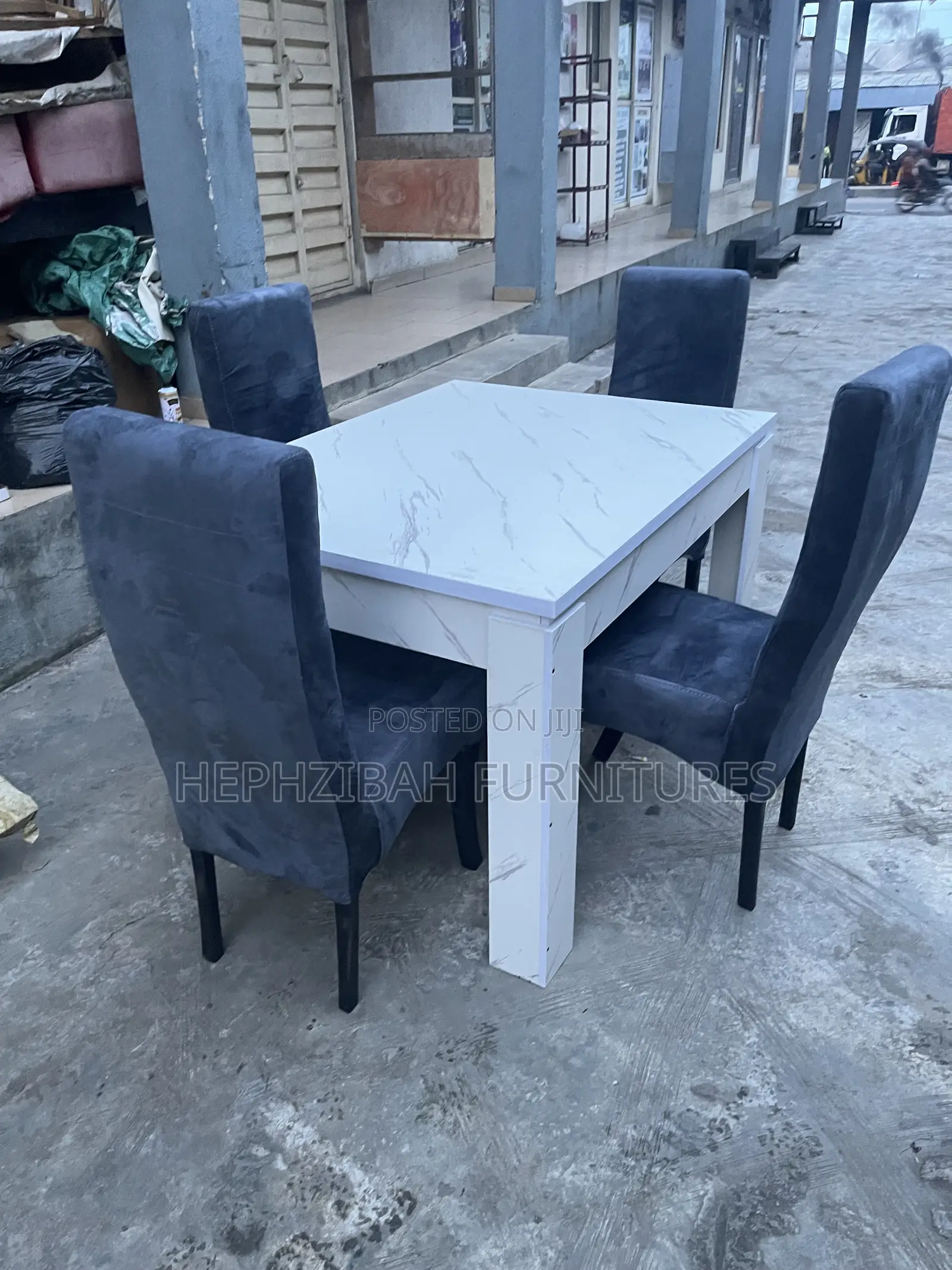 4 Seater Grey Velvet Dining