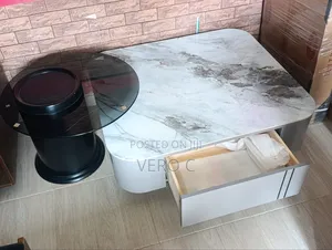 New Turkish Marble Top Centre Table Set With 2 Side Drawers.