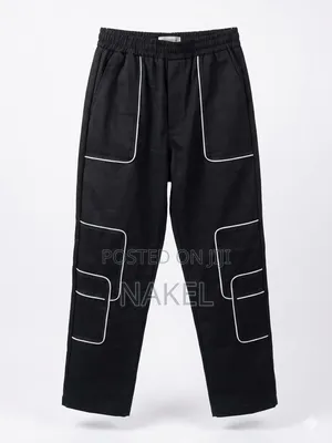 ​Stylish Elastic Waist Cargo Pants With Contrast Outlines