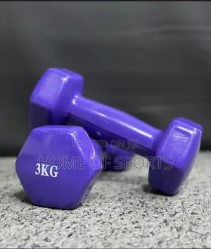 Pair of 3kg Aerobic Rubber Dumbbell