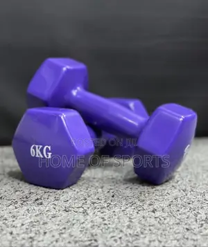 Pair of 6kg Aerobic Rubber Dumbbell