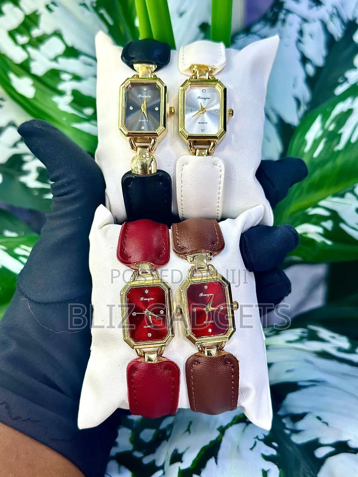 Elegant Leather Plus Chain Wristwatch