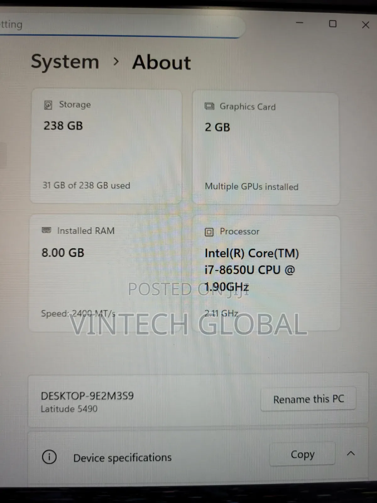 Laptop Dell Latitude 5490 8GB Intel Core i7 SSD 256GB