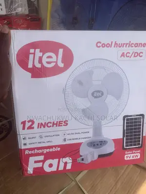 Your Ac/ Dc Rechargeable Itel Fan Available With 9v 6w Panel