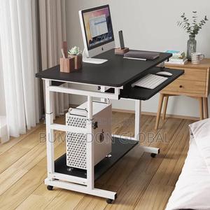 Adjustable Mobile Laptop Desk With Storage Shelf and Keyboard Tray