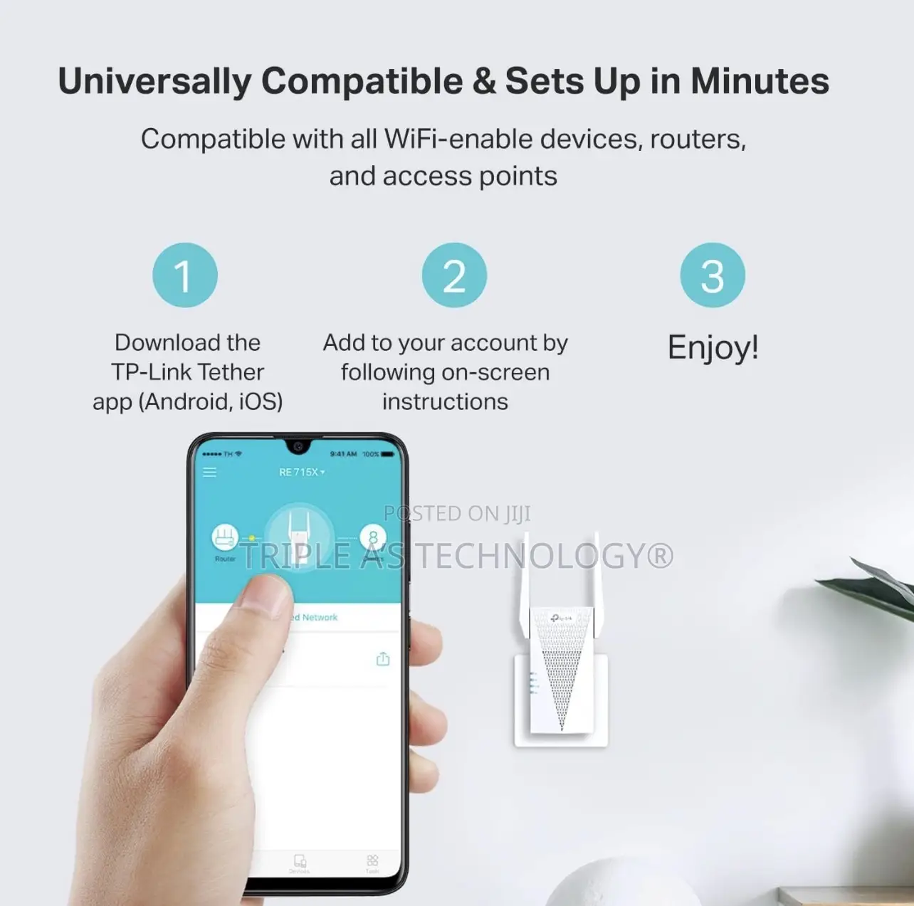 TP-Link Ax3000 Wifi 6 Range Extender Re715x Easy Mesh Dual Band