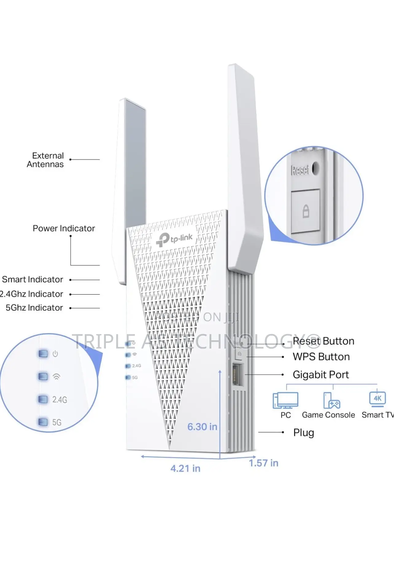 TP-Link Ax3000 Wifi 6 Range Extender Re715x Easy Mesh Dual Band