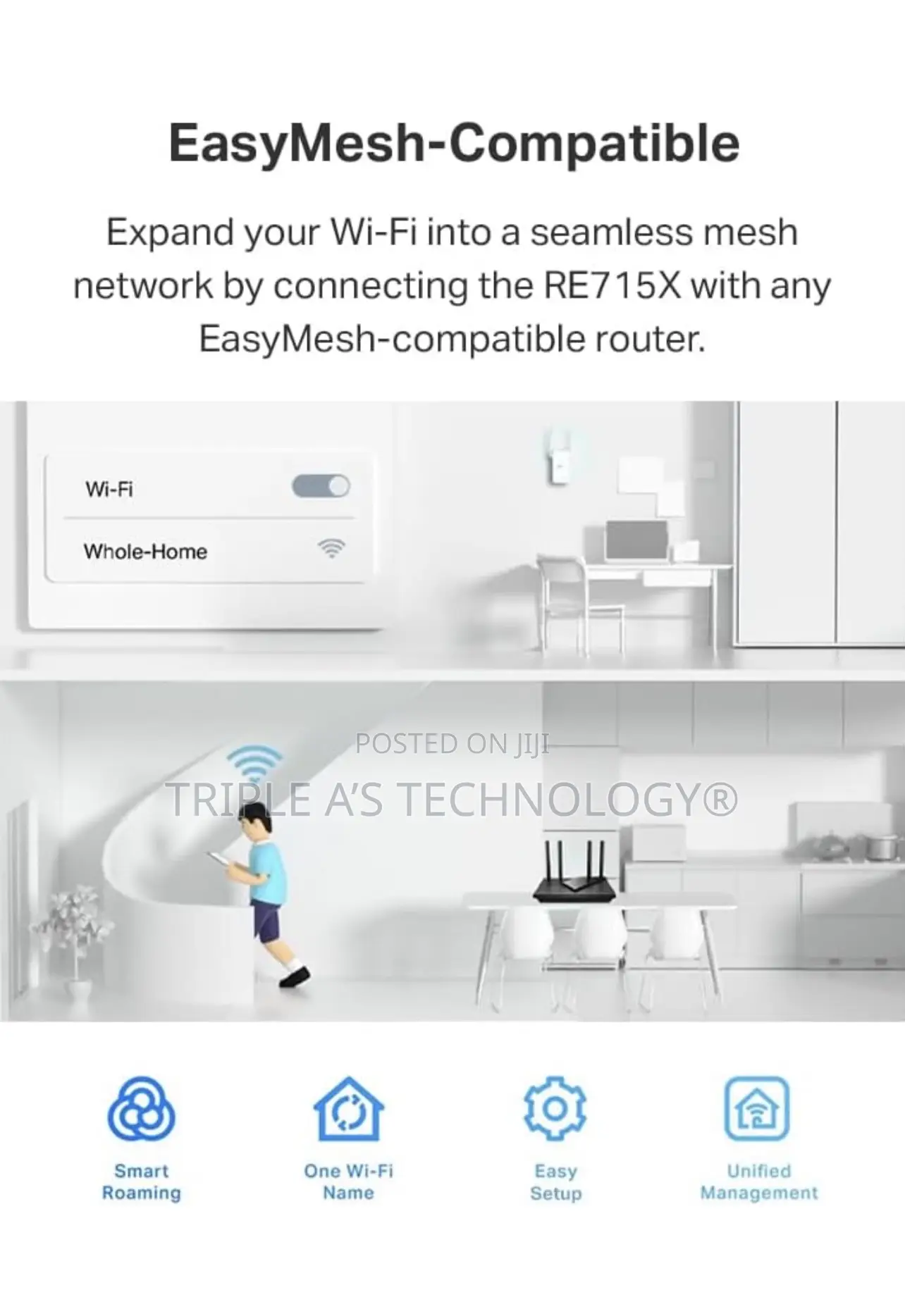 TP-Link Ax3000 Wifi 6 Range Extender Re715x Easy Mesh Dual Band
