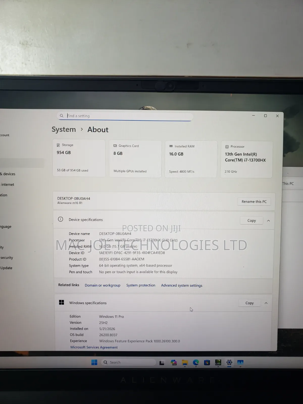Laptop Alienware M16 R1 16GB Intel Core i7 SSD 1T