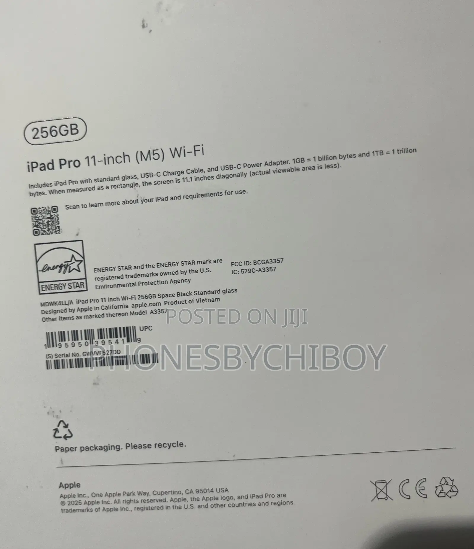 New Apple iPad Pro 11 (2025) 256 GB Black