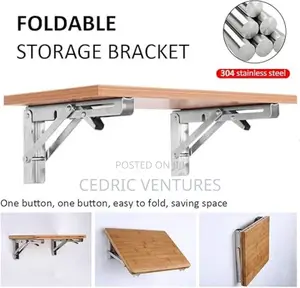 16 Inch Stainless Steel Folding Shelf Bracket - 2 Pieces