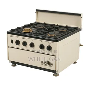Flamatech Heavy-Duty 4-Burner Tabletop Gas Cooker – Cream Black