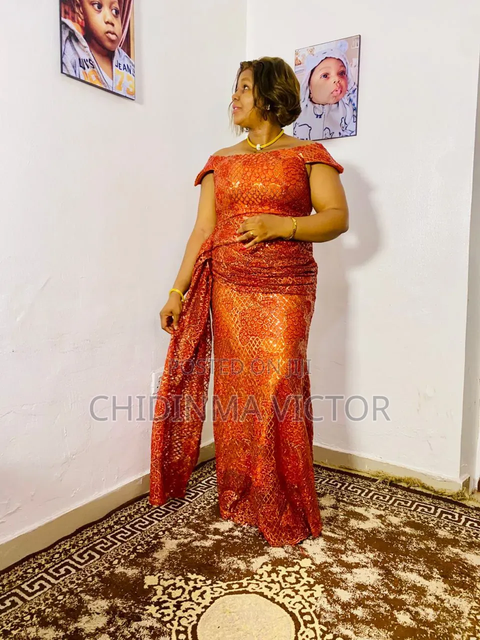Long Fitted Brown Lace
