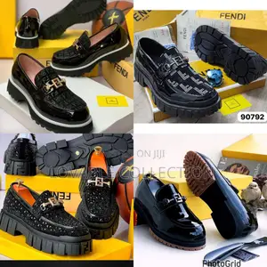 Fendi Ff Jacquard Patent Platform Loafers.