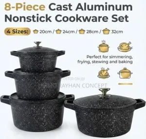 8pcs Cast Iron Aluminium Non-Stick Cookware Set