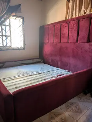 Premium Wine Velvet Bed Frame With Matching Bed Stand