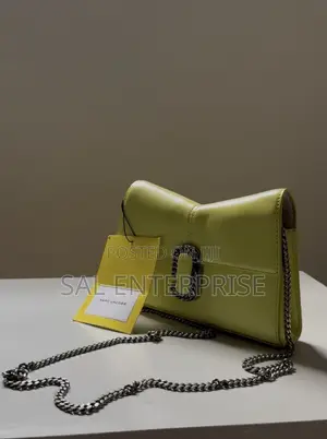 Marc Jacobs St. Marc Chain Clutch Bag – With Tag | Lime Yellow