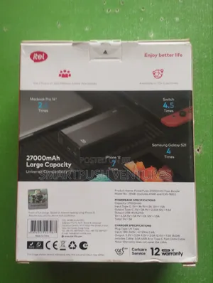 Itel 27,000mah Power Bank With 18w Charger