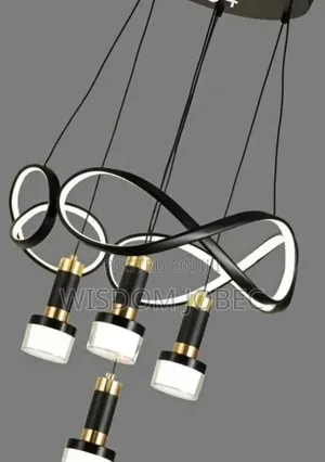 Modern Black, Gold-tone Led Chandelier
