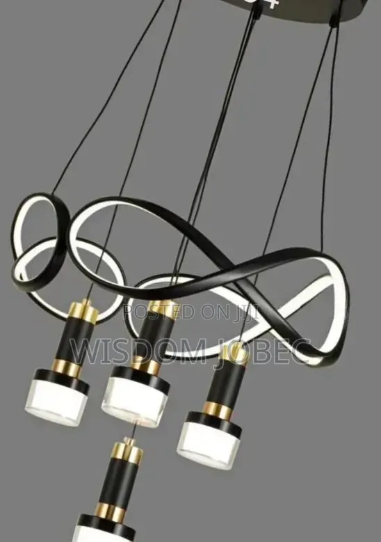 Modern Black, Gold-tone Led Chandelier