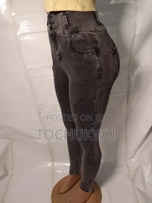 Thrift Women's High-Waist Skinny Jeans (Grey Wash) No Stains