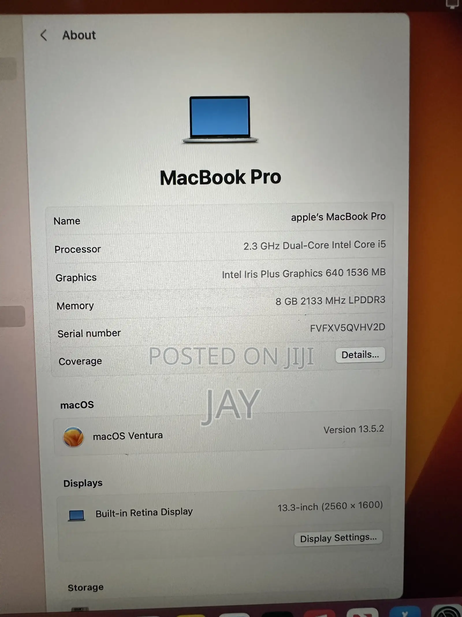 Laptop Apple MacBook Pro 2017 8GB Intel SSD 256GB