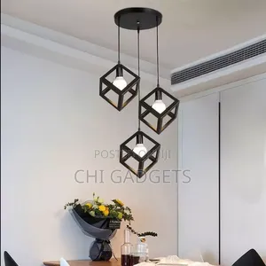 Geometric Cube Pendant Light or 3 Light Cube Cluster Pendant