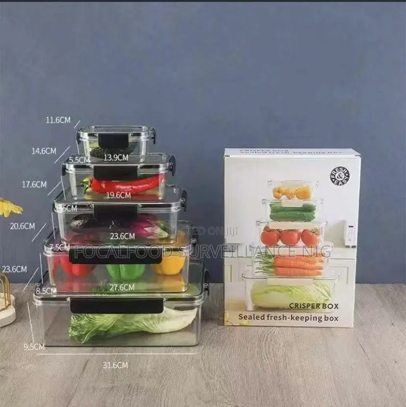 5 PCS Crisper Sealed Fresh Keeping Box
