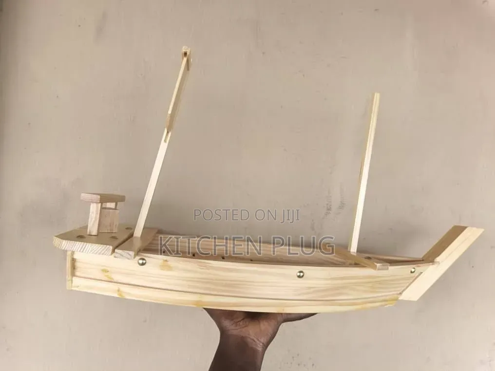 70cm Wooden Boat Seafood Server