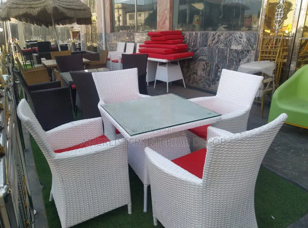 White 4seater Rattan Chairs and Table