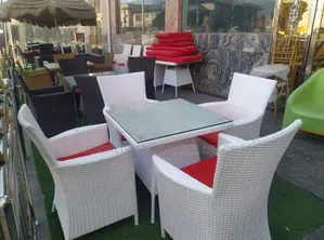 White 4seater Rattan Chairs and Table