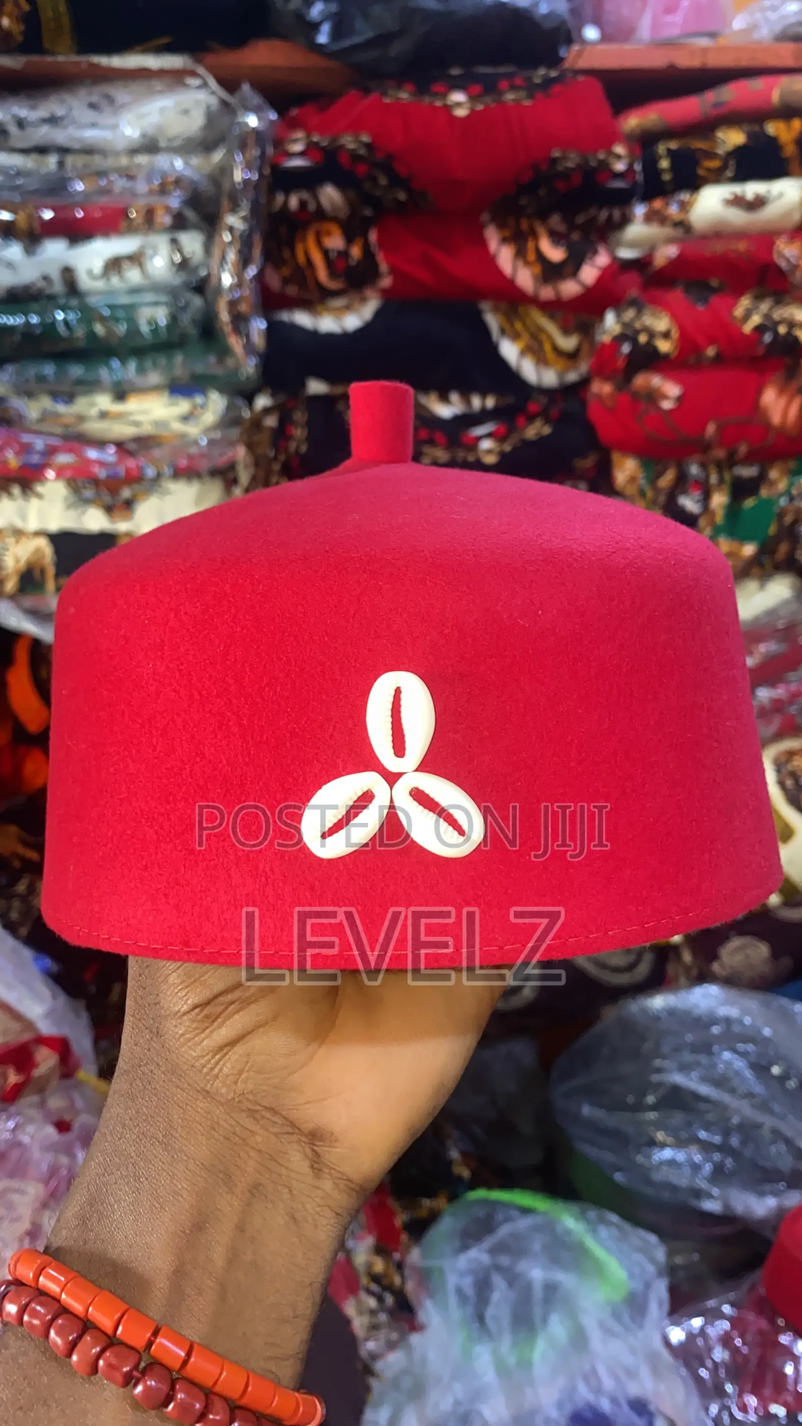 Red Cap With Beads