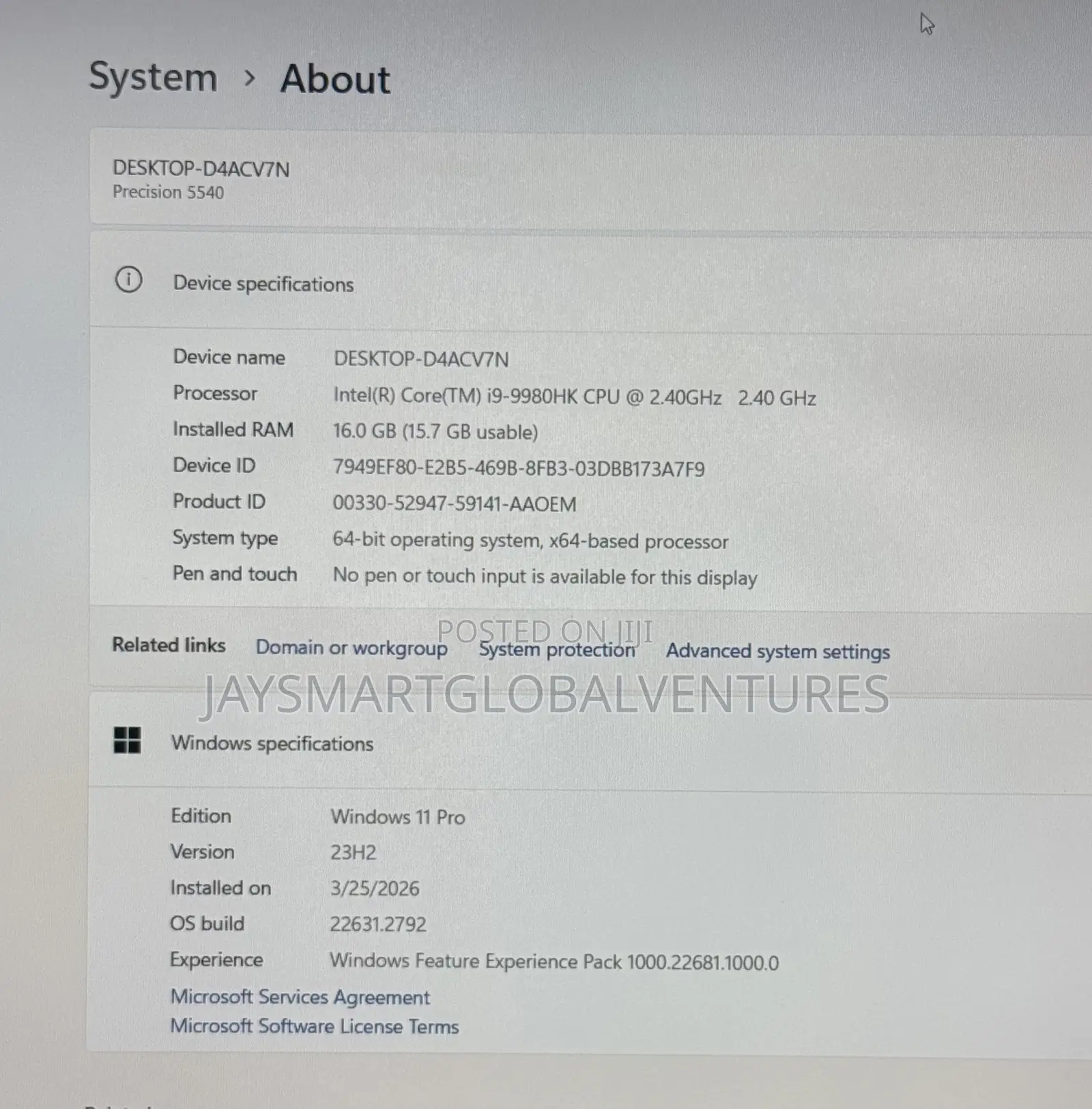 Laptop Dell Precision 15 5540 16GB Intel Core i9 SSD 512GB