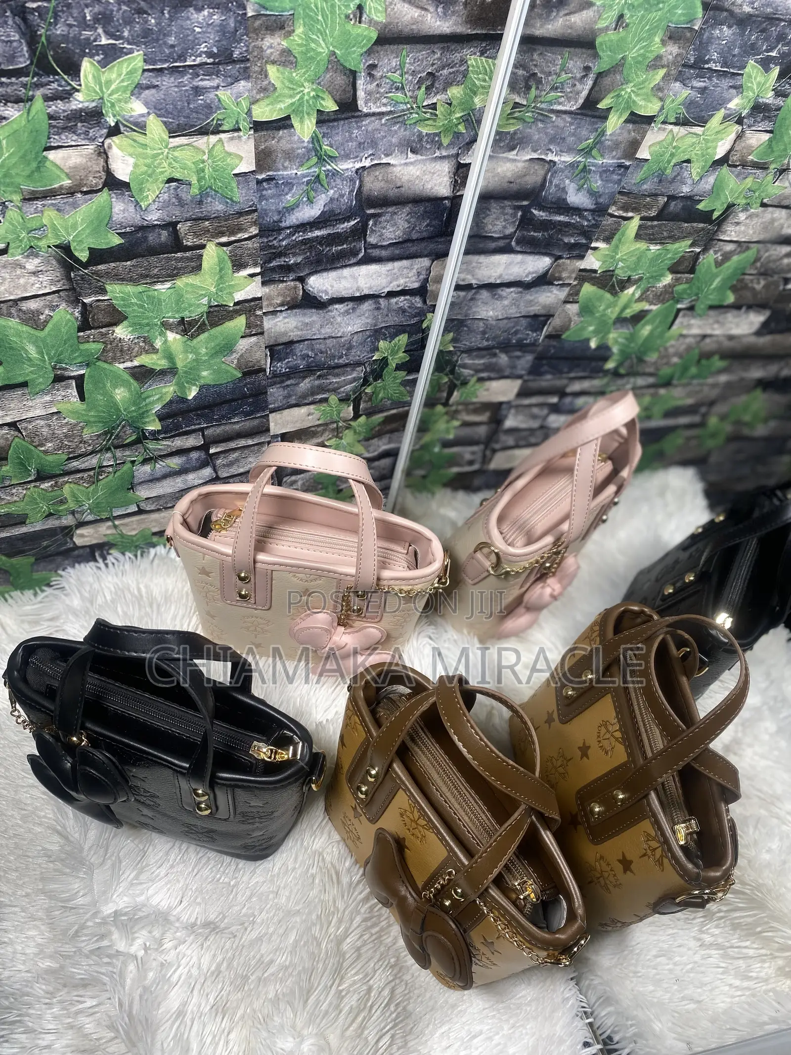 Pink/ Coffee Brown/ Black Stylish Bag