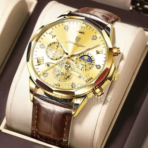 Poedagar Leather Chronograph Wristwatch