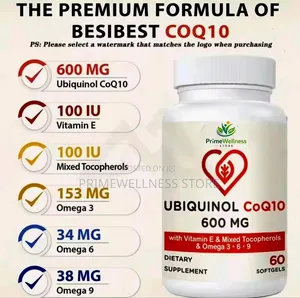 Ubiquinol Cq10 600mg With Vitamin E Mixed Tocopherols Omega 3,6,9