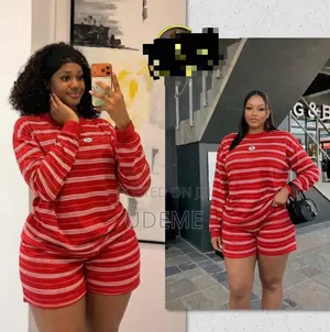 2 Piece Striped Lounge Wear Set