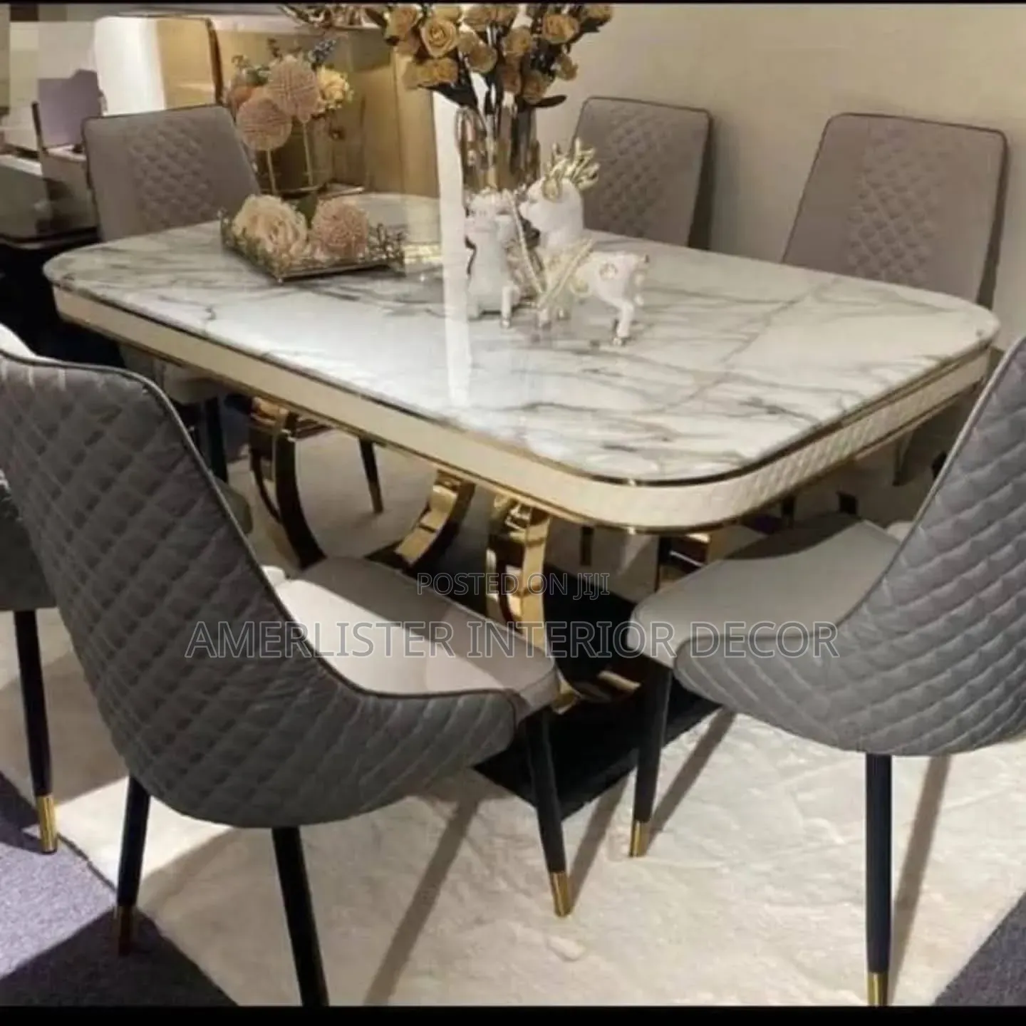 Brand New Six-Seater Double Layer Marvel Top Dining Set