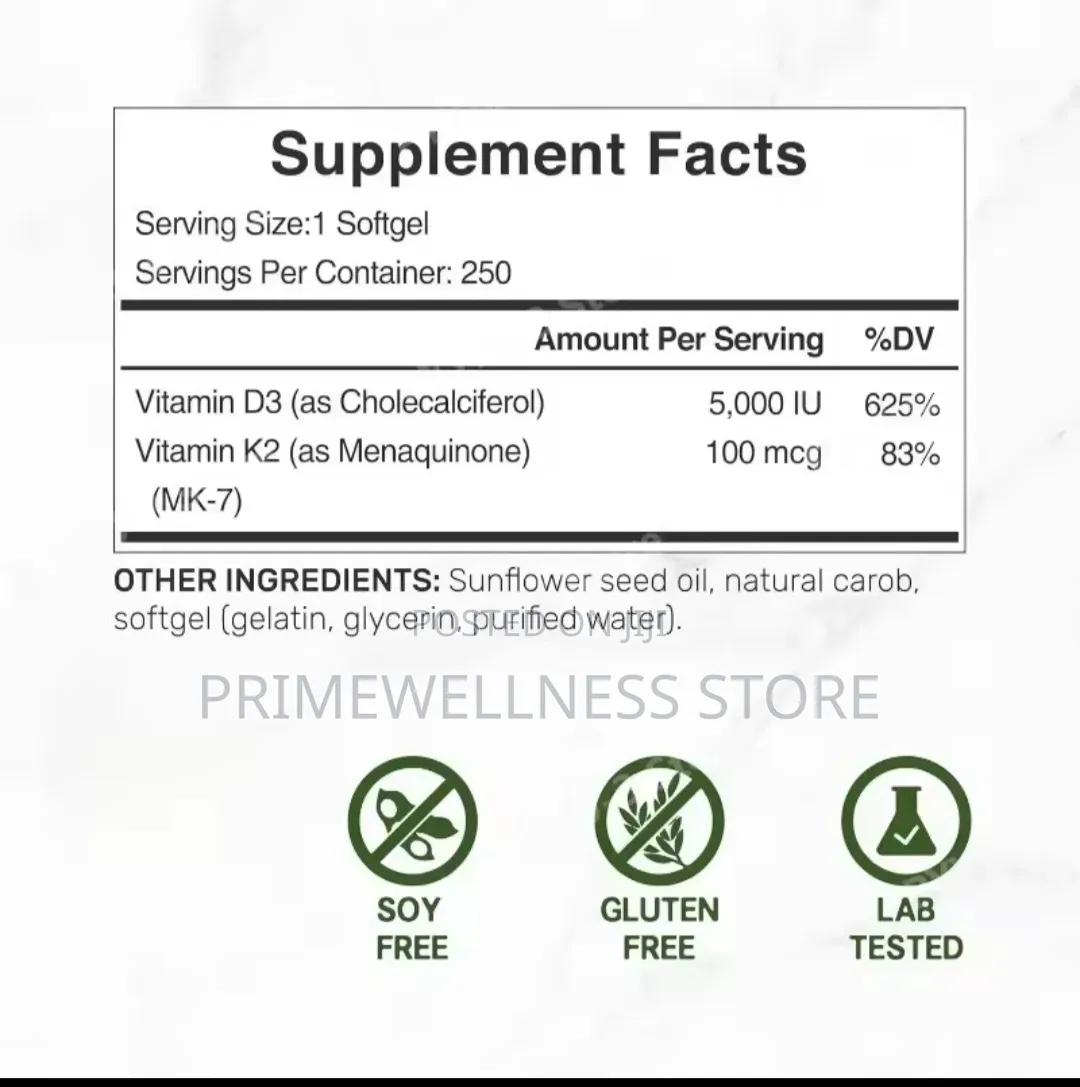 Vitamin D3 +, 2 in 1 Support 250 Soft Gel