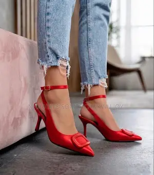 Classy Square Buckle Pointed Slingback Heels