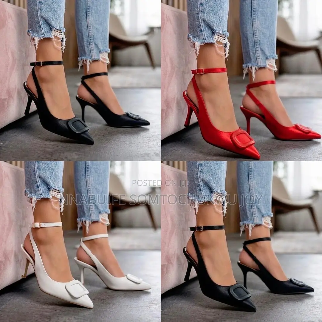 Classy Square Buckle Pointed Slingback Heels