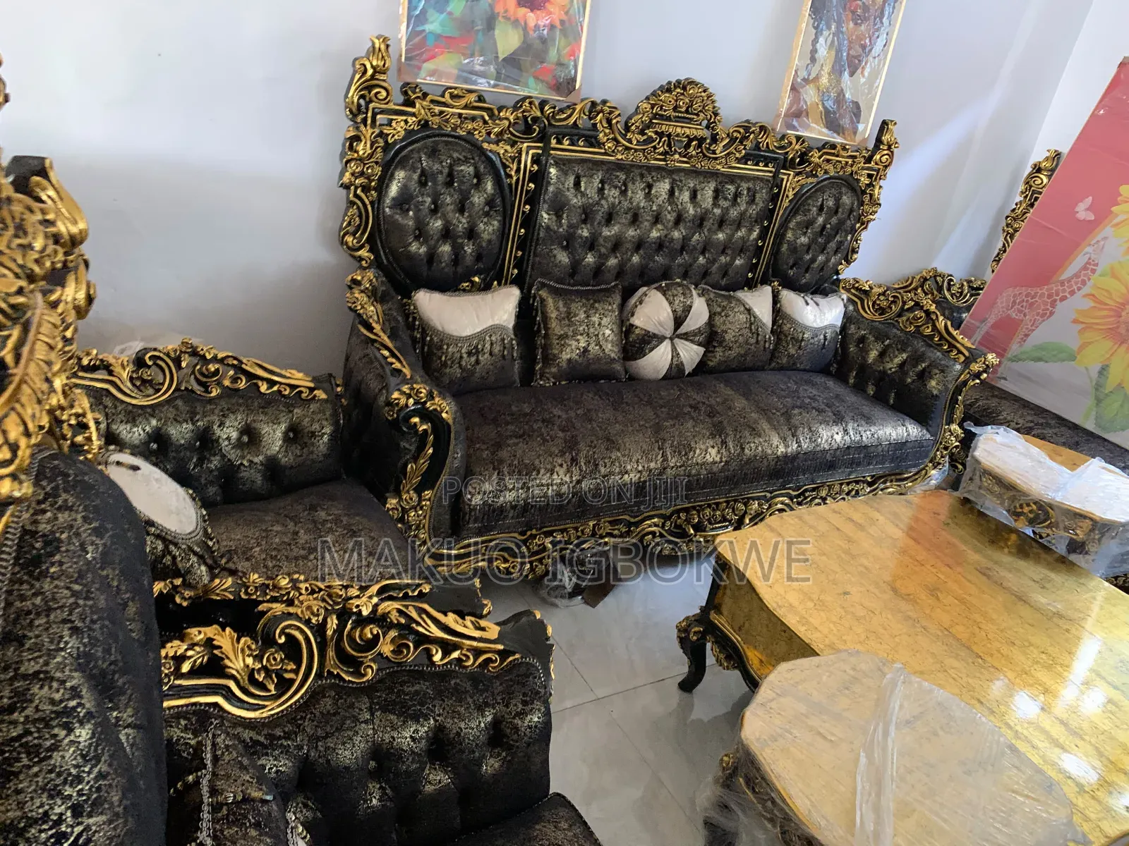 Luxury Royal Egyptian Sofa With Fabrics Material