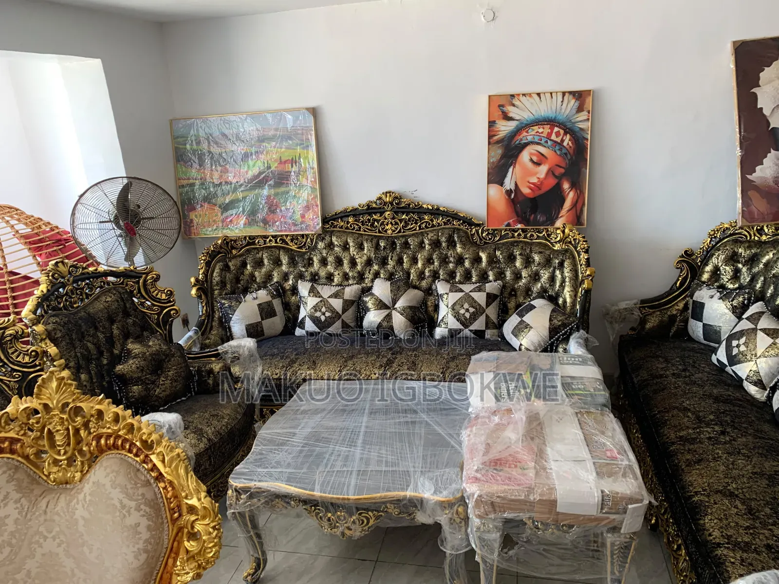Luxury Royal Egyptian Sofa With Fabrics Material