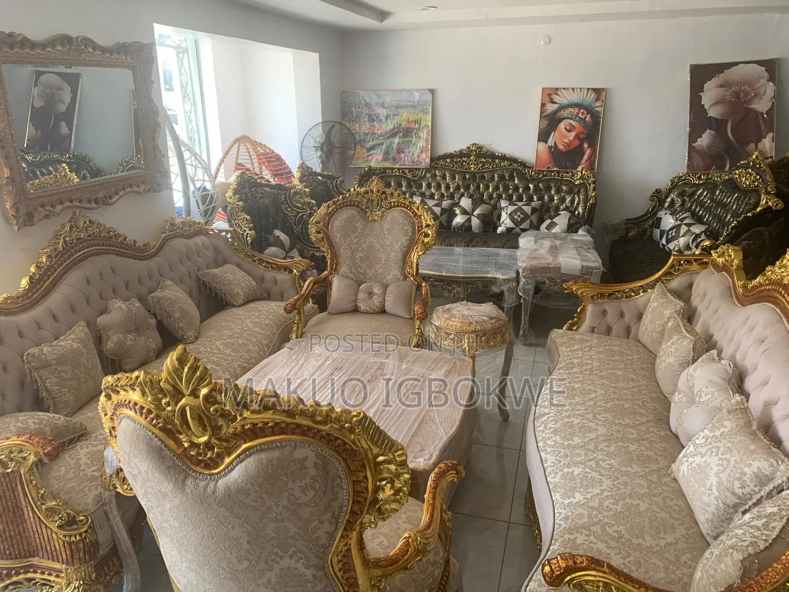 Luxury Royal Egyptian Sofa With Fabrics Material