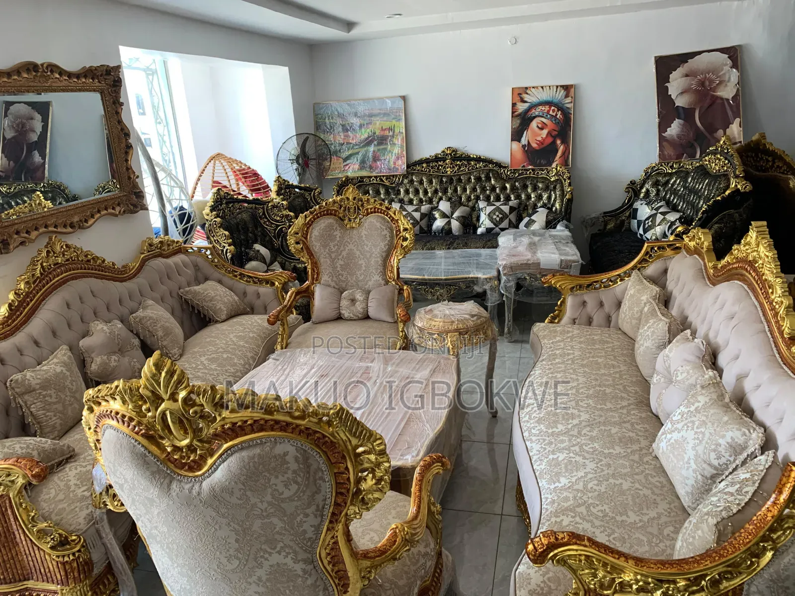 Luxury Royal Egyptian Sofa With Fabrics Material