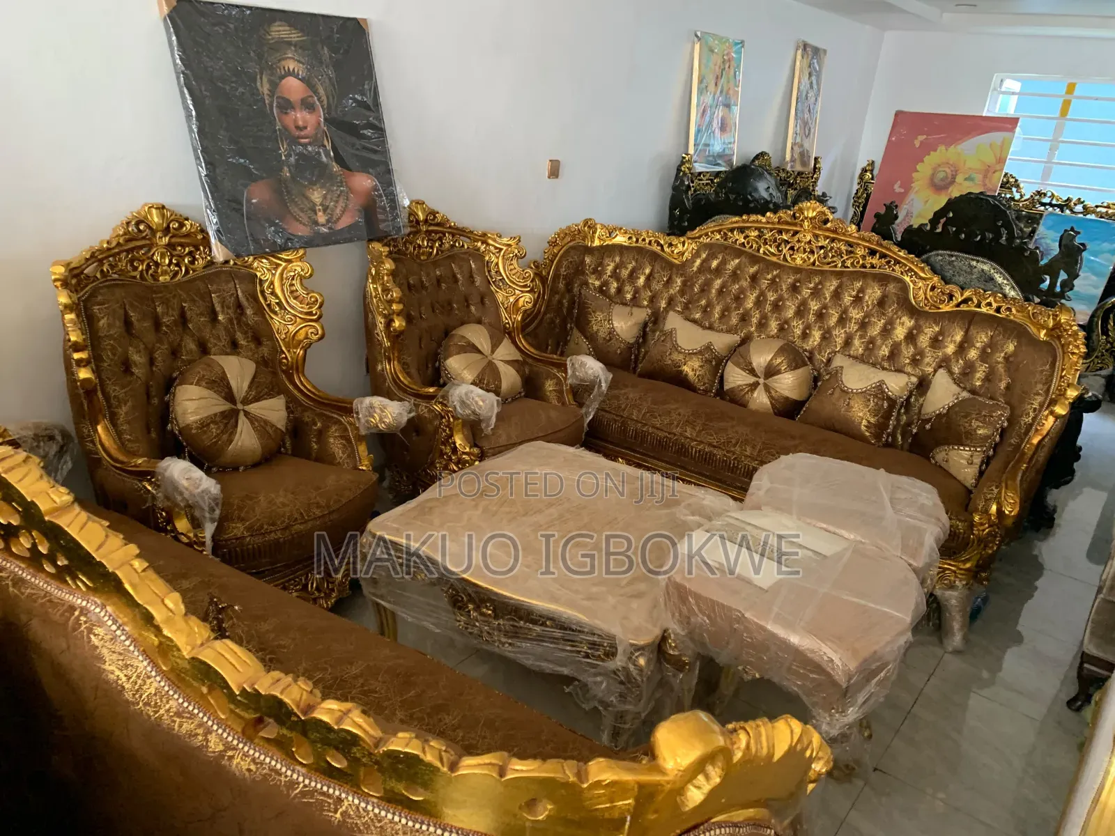 Luxury Royal Egyptian Sofa With Fabrics Material