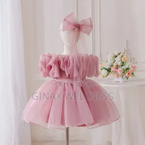 Girls Ruffle Princess Party Dress With Bow Headband (6–18 Months)